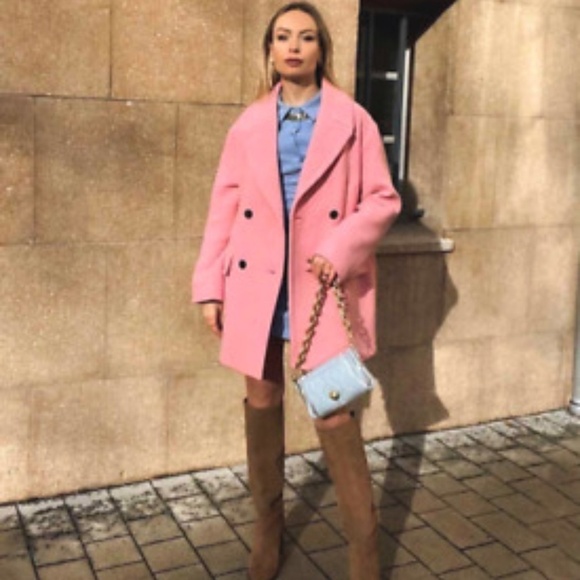 ZARA Oversized Double-Breasted Pink Coat BNWT - Picture 3 of 7